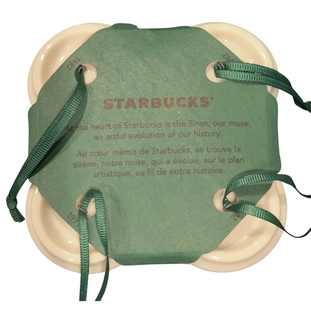 Starbucks 2016 Christmas Ornaments Set 4pk Mini Ceramic Coffee Cup Tea‎ Mug New